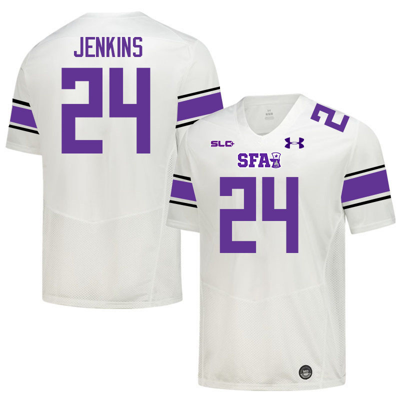 Stephen F. Austin Lumberjacks #24 Jaylen Jenkins College Football Jerseys,Uniforms-White